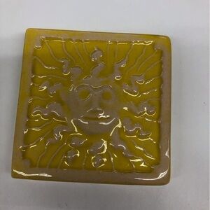 Handmade Ceramic Tile: Yellow Sun